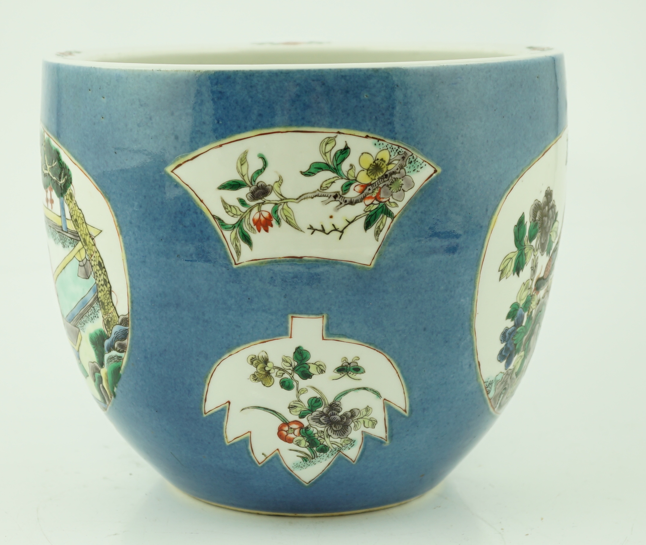 A Chinese powder blue small jardiniere, 19th century, star crack to base